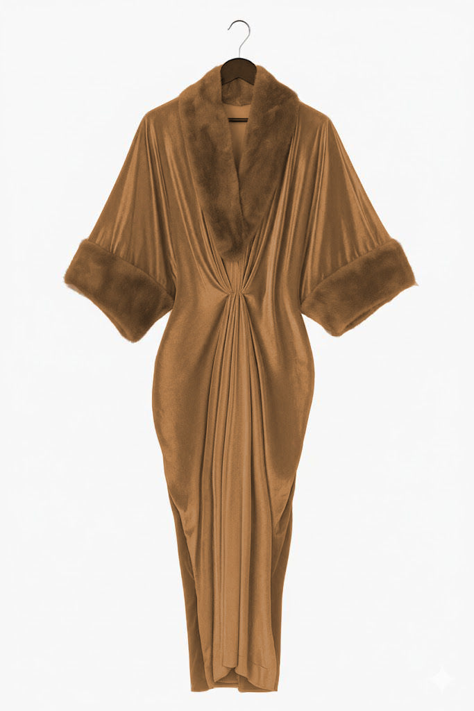 Fur Velvet Kaftaan | Brown