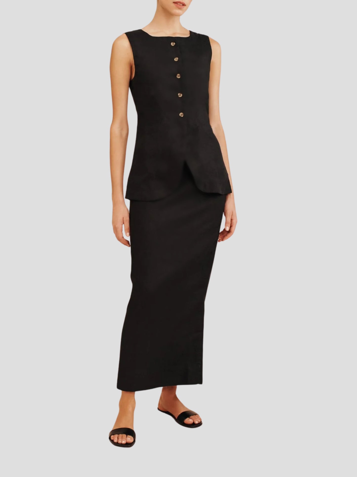 Linen Vest Black