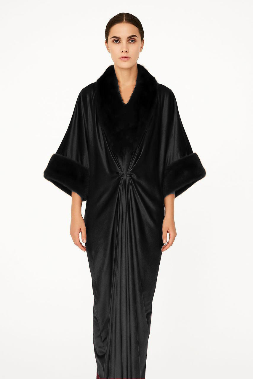 Fur Velvet Kaftaan | Black
