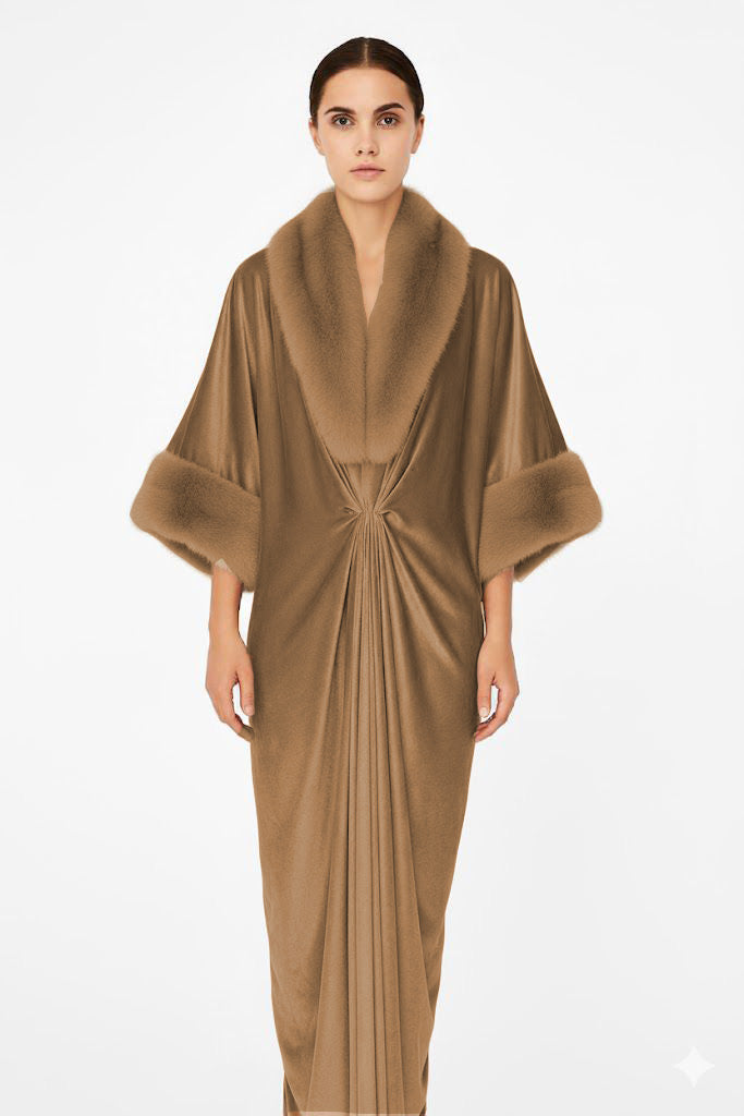 Fur Velvet Kaftaan | Brown