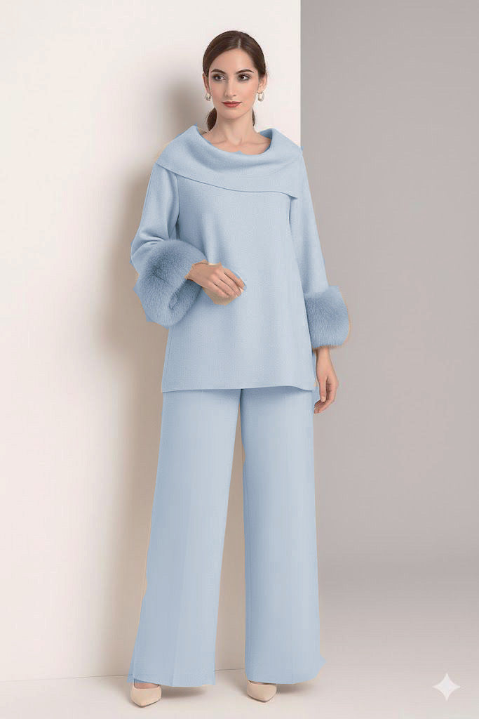 Cowl Fur Set | Ice Blue