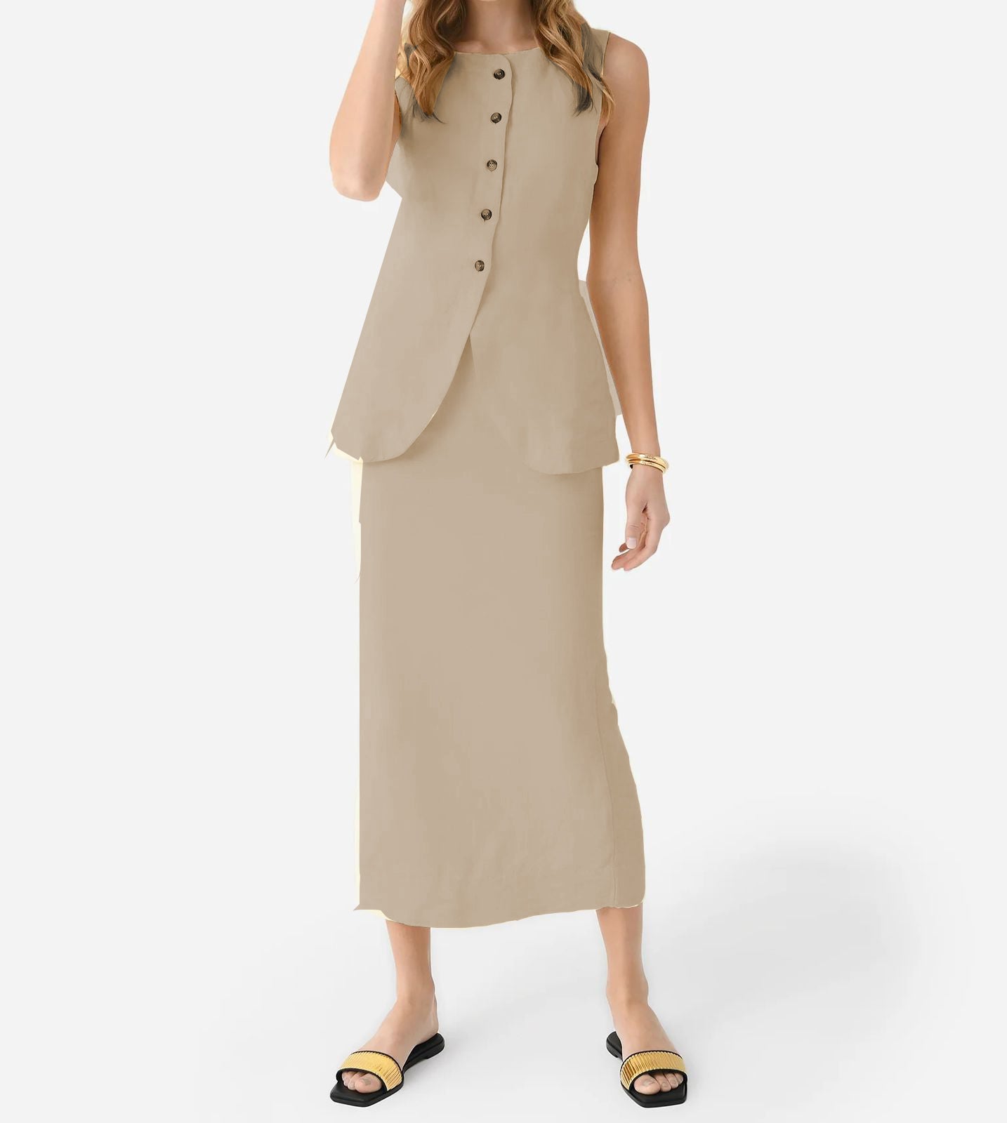 Linen Vest Khakhi