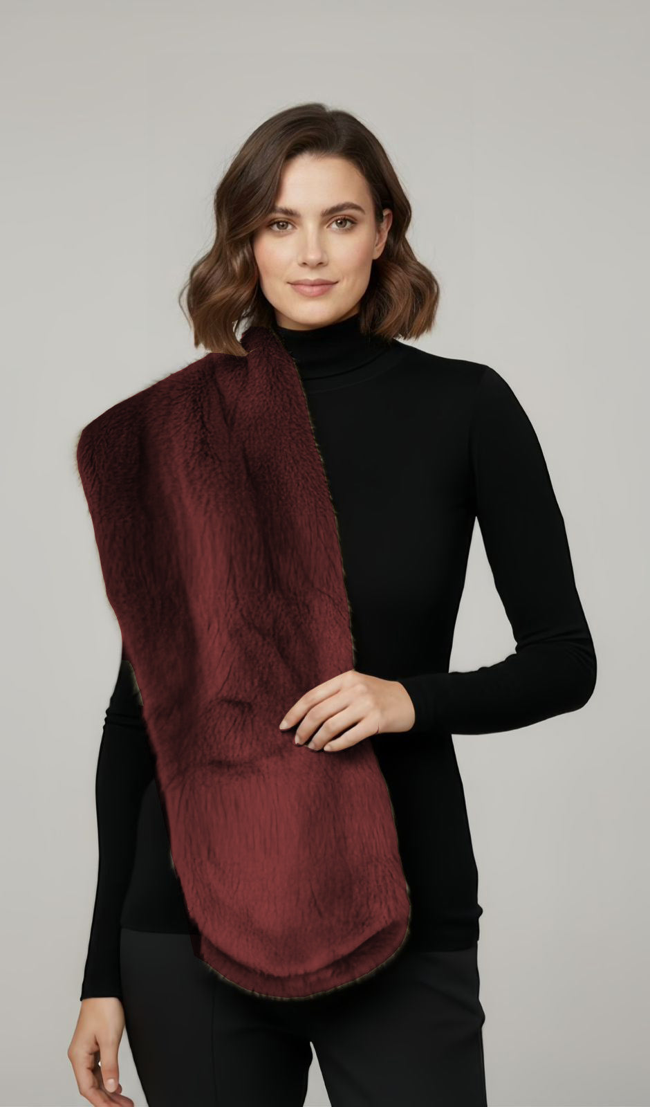 Fur Scarf -Deep Plum