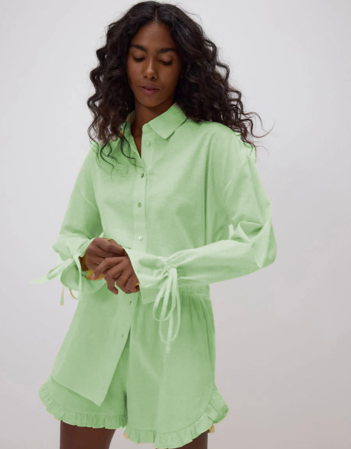 Bow Cuff Button Down | Pastels
