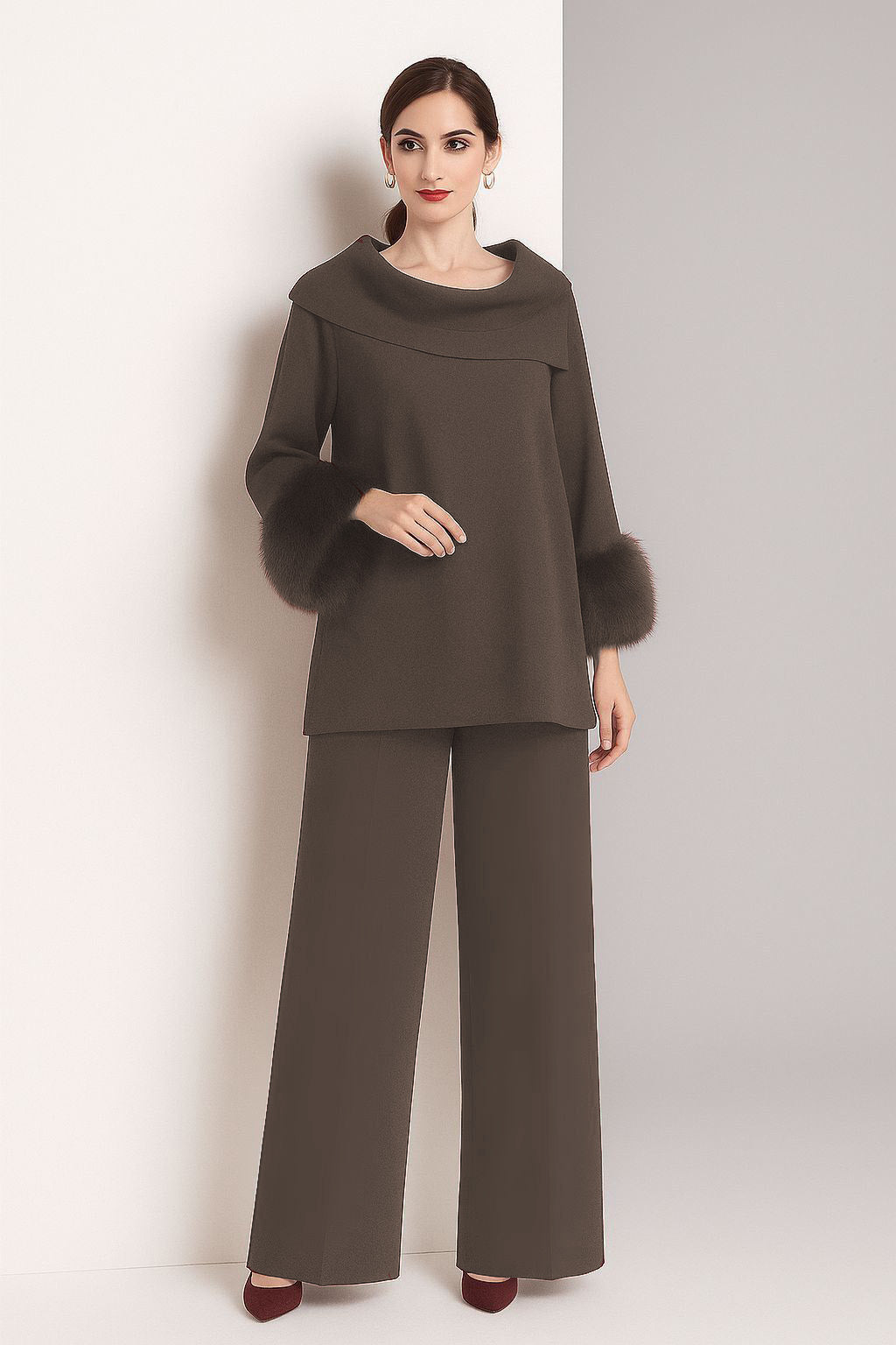 Cowl Fur Set | Mocha Ombre