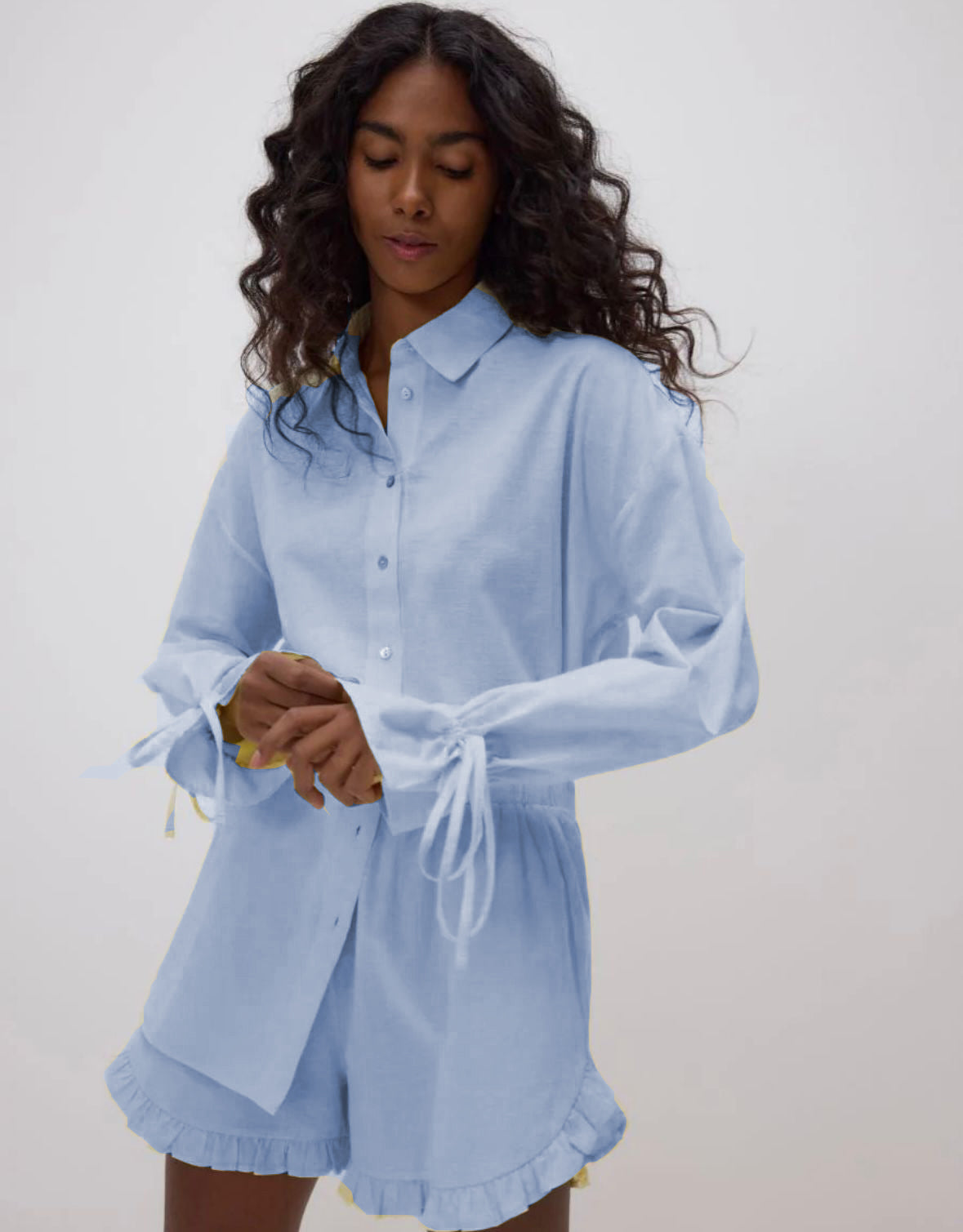 Bow Cuff Button Down | Pastels