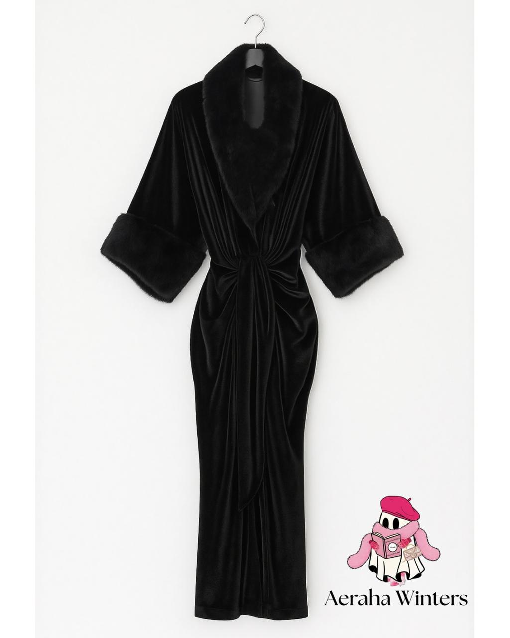 Fur Velvet Kaftaan | Black