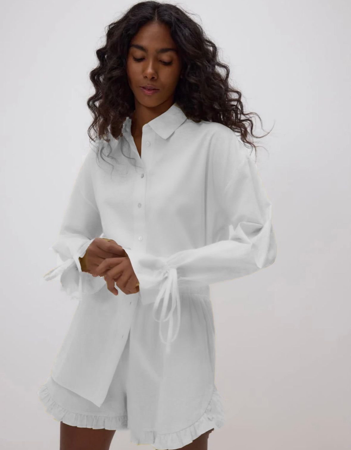 Bow Cuff Button Down | Pastels