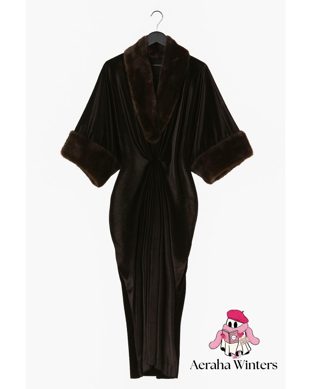 Fur Velvet Kaftaan | Metallic Brown
