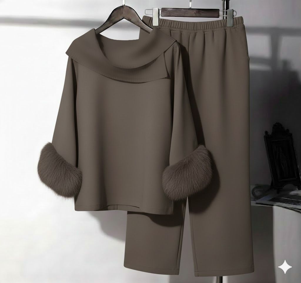 Cowl Fur Set | Mocha Ombre
