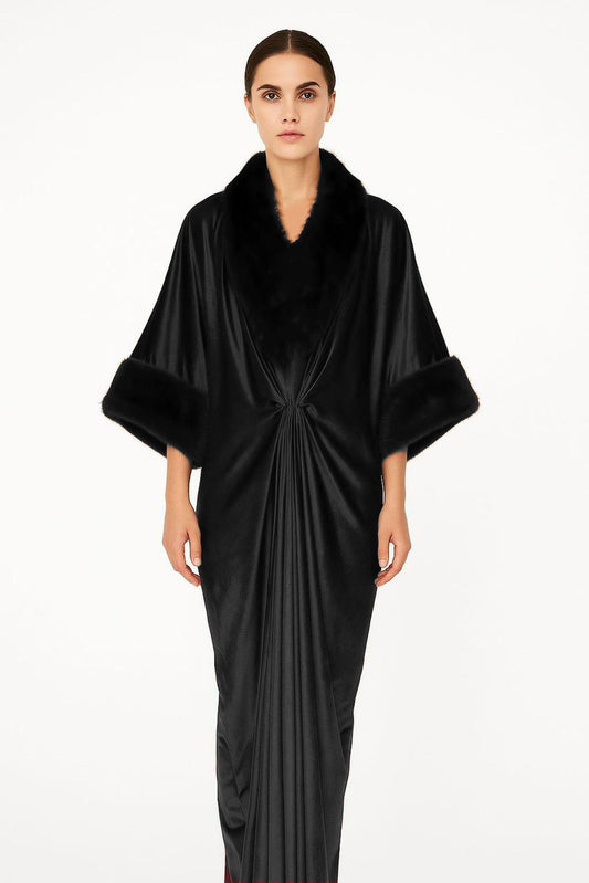 Fur Velvet Kaftaan | Black