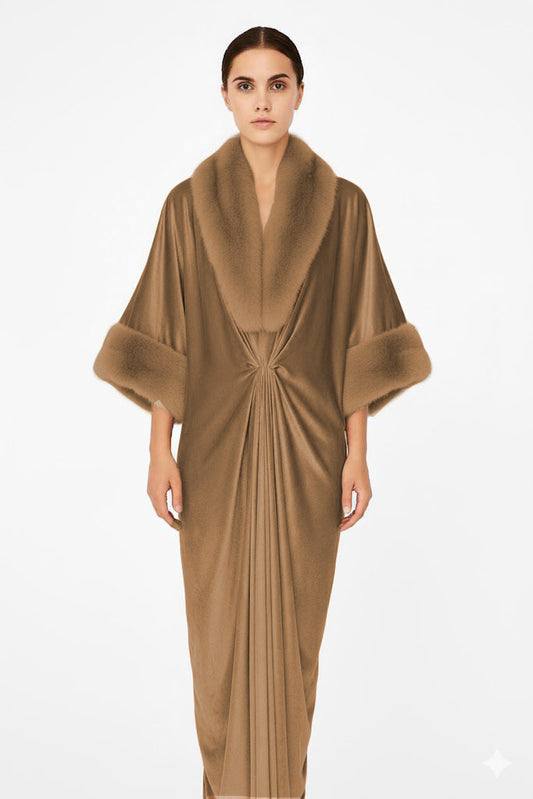 Fur Velvet Kaftaan | Brown