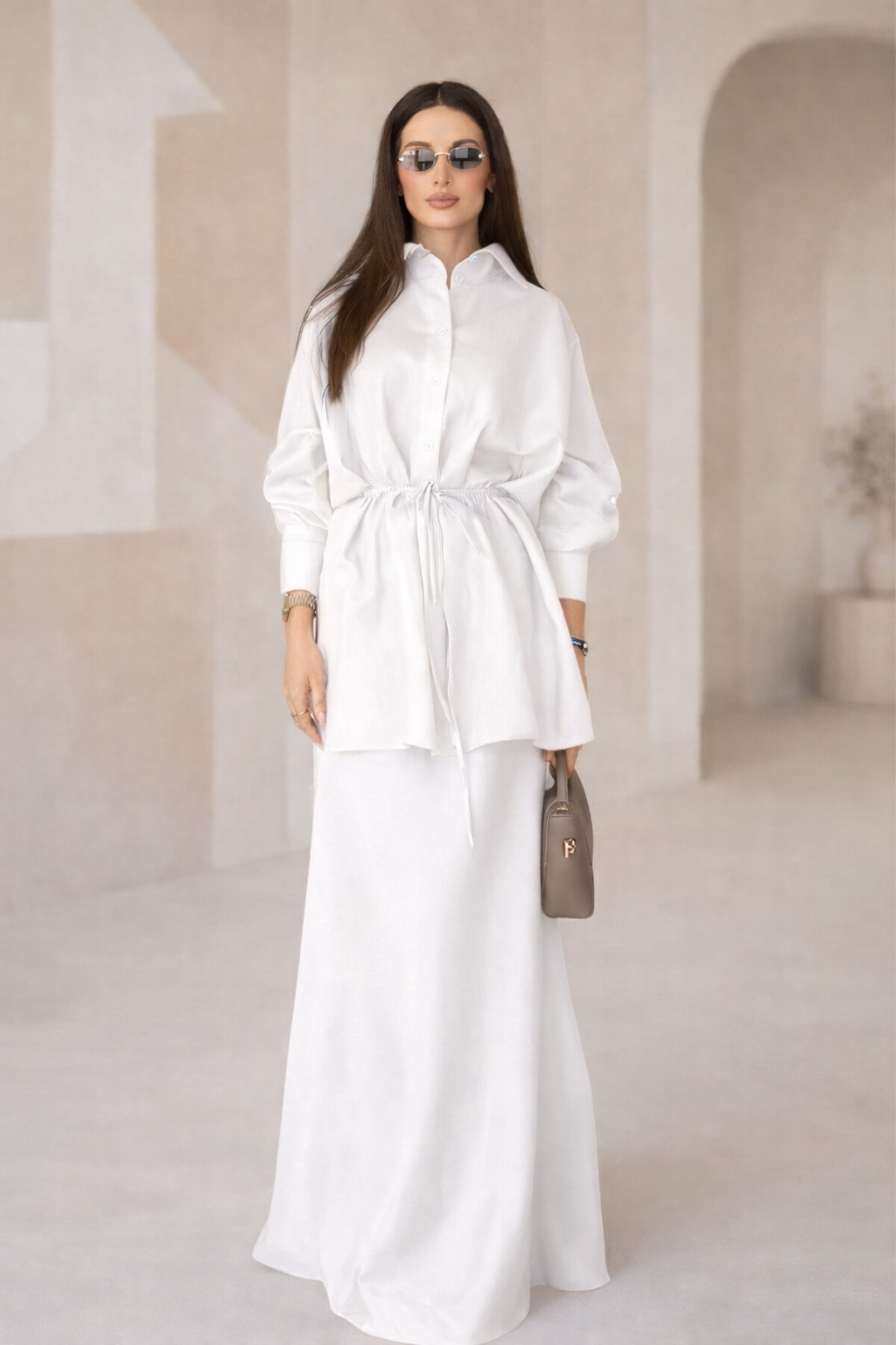 Bow-Tie Skirt Set | White