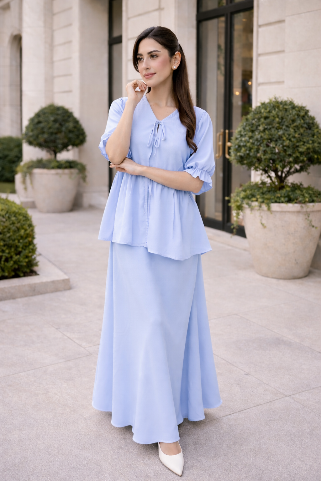 Lace-Up Skirt Set | Sky Blue