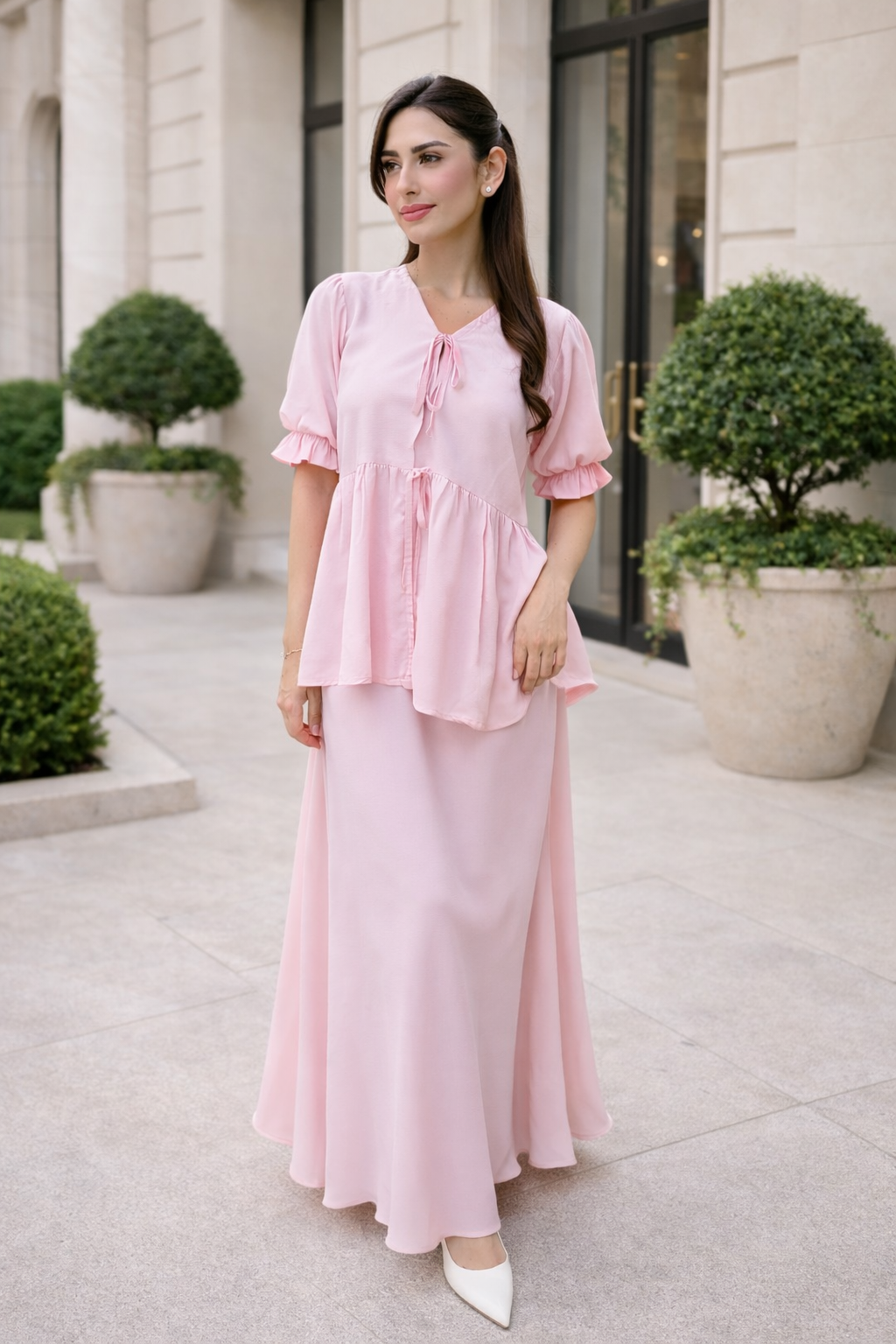 Lace-Up Skirt Set | Pink