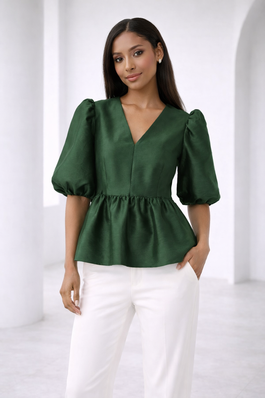 Raw Silk Peplum