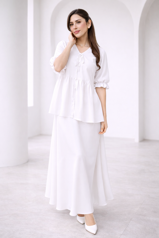 Lace-Up Skirt Set | White