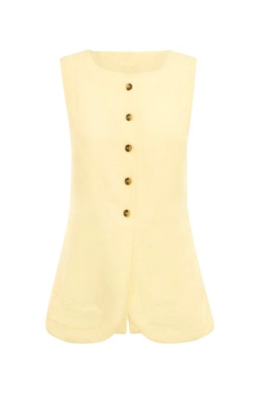 Linen Vest Butter Yellow