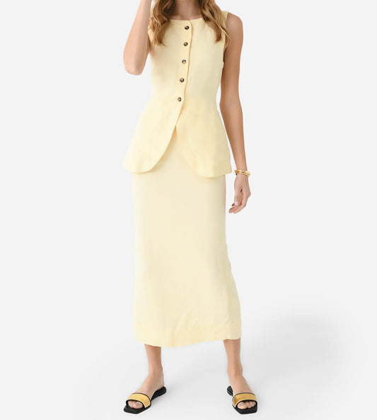 Butter Yellow | Linen Vest and Skirt Set
