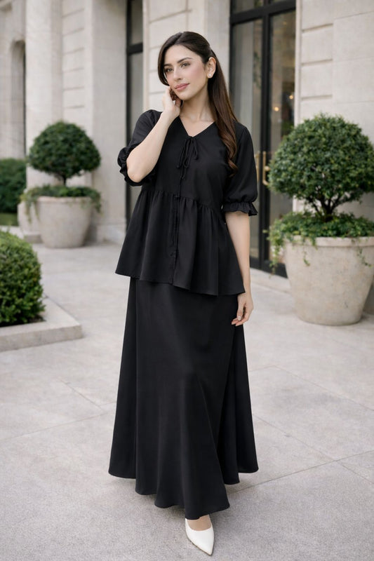 Lace-Up Skirt Set | Black