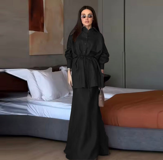 Black Bow Tie Skirt Set