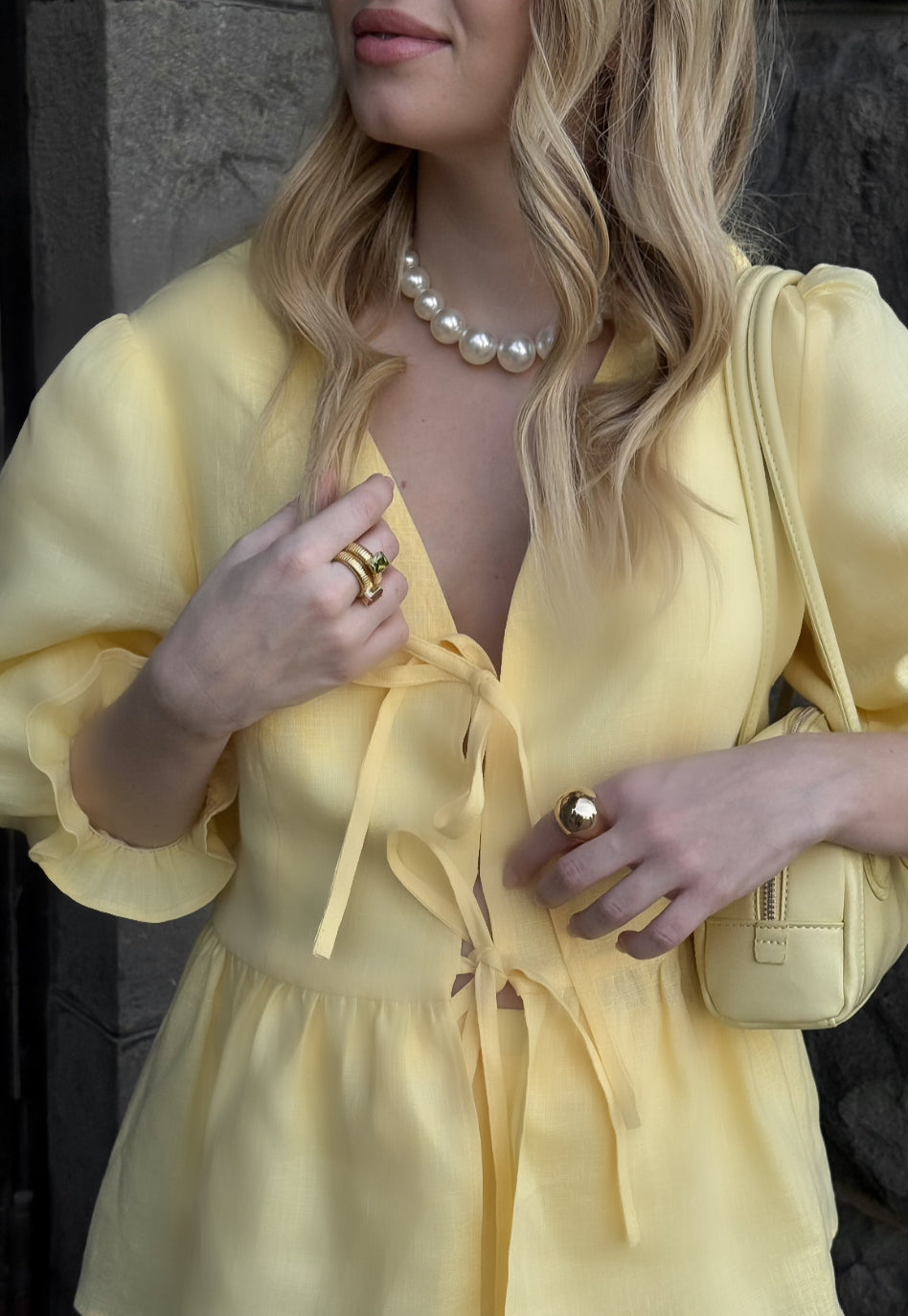 Yellow | Lace Up Skirt Set