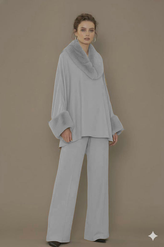 V Fur Set | Ice Grey