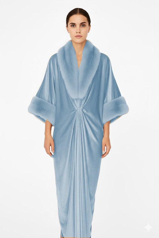 Fur Velvet Kaftaan | Ice Blue