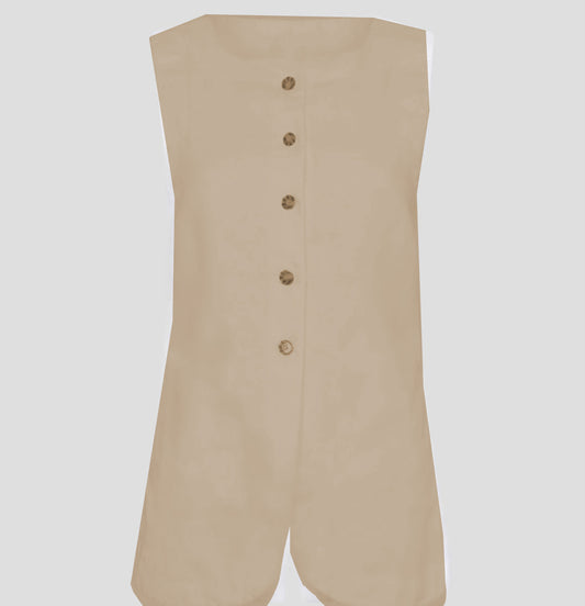 Linen Vest Khakhi