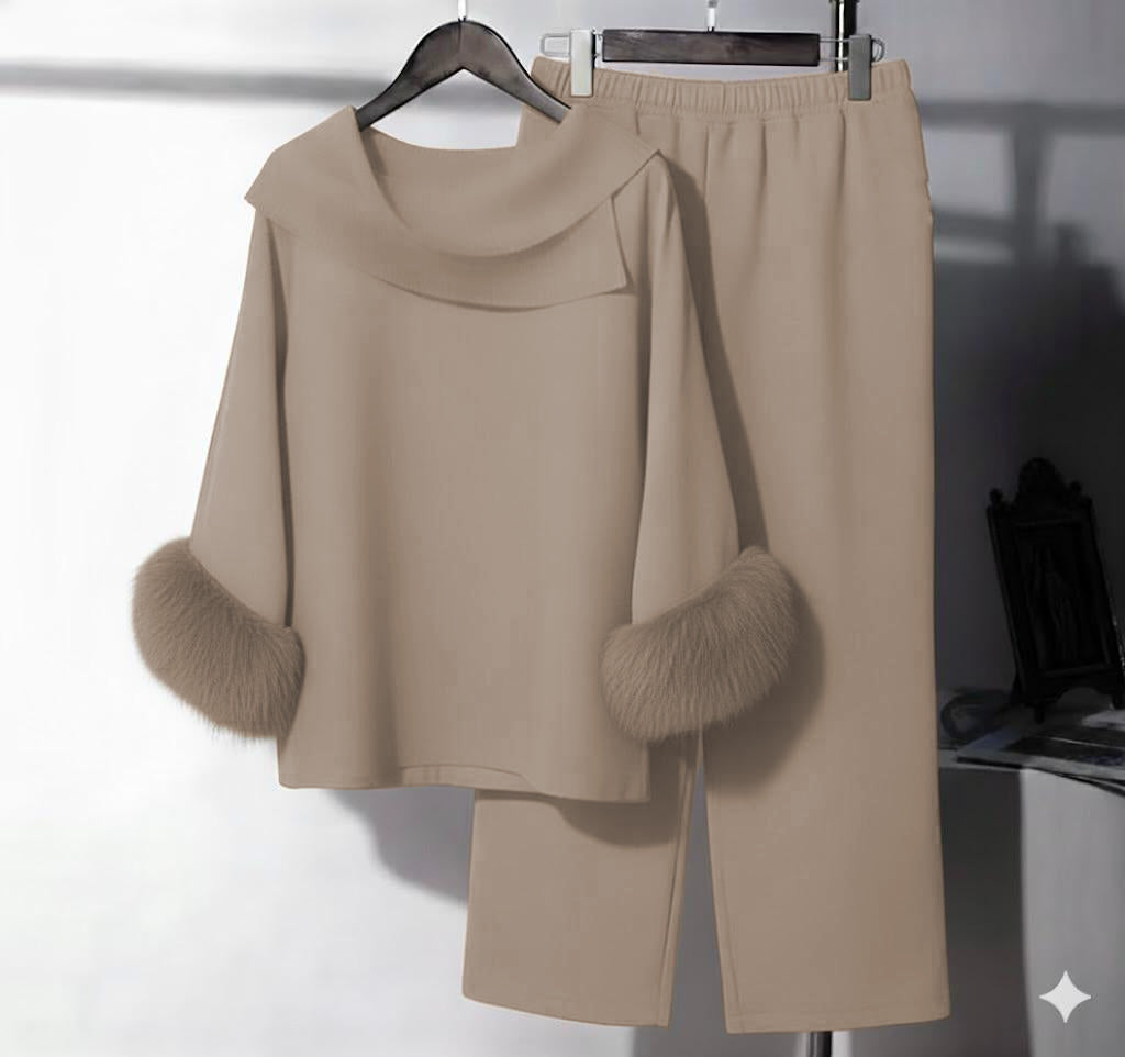 Cowl Fur Set | Khakhi