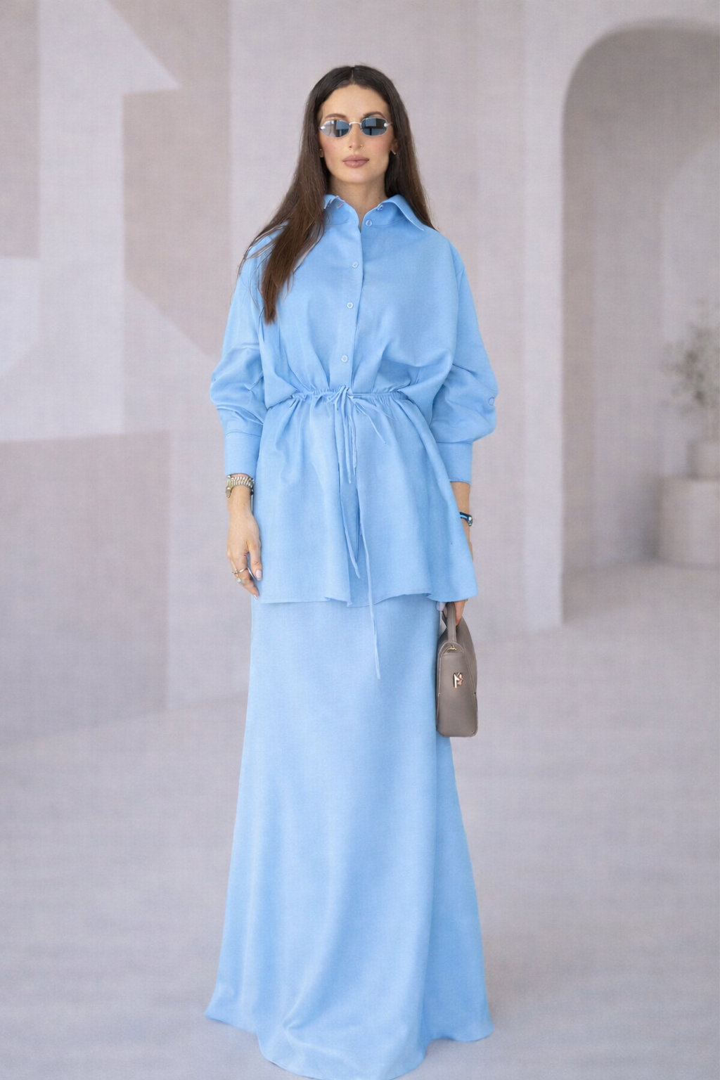 Bow-Tie Skirt Set | Sky Blue