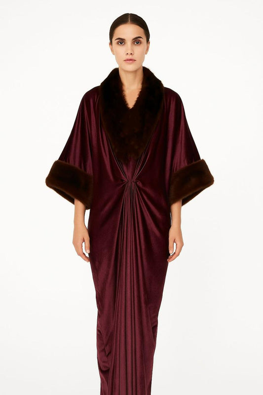 Fur Velvet Kaftaan | Plum