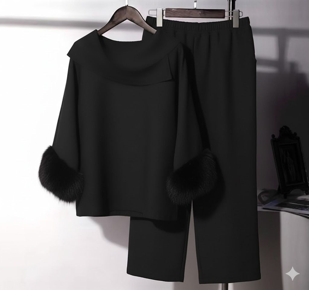 Cowl Fur Set | Black