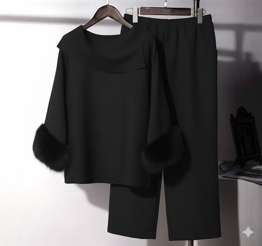 Cowl Fur Set | Black