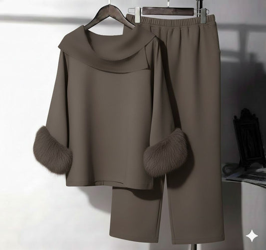 Cowl Fur Set | Mocha Ombre