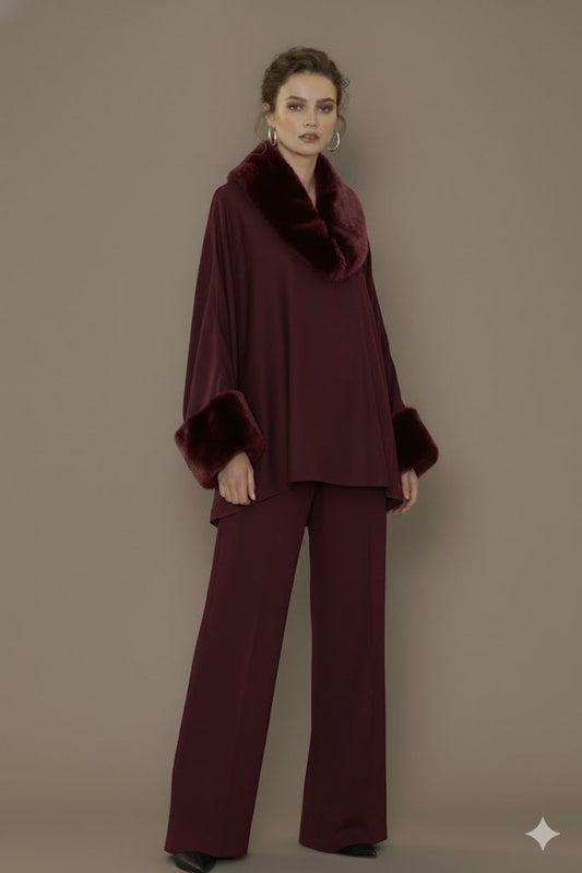 V Fur Set | Plum Maroon