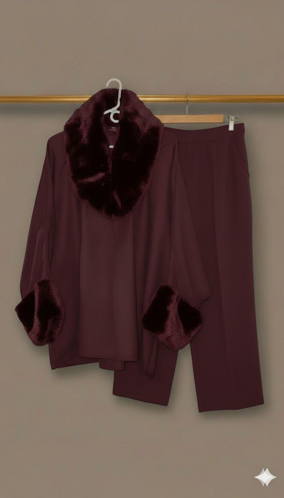V Fur Set | Plum Maroon