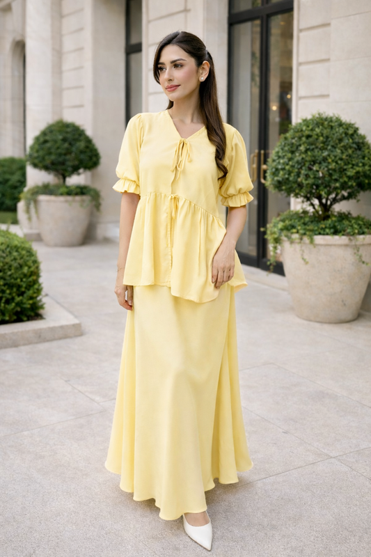 Lace-Up Skirt Set | Butter Yellow